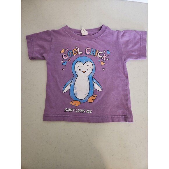 Purple 2T Cool Chick Penguin Toddler Shirt St Louis Zoo Penguins Girls - Picture 1 of 4